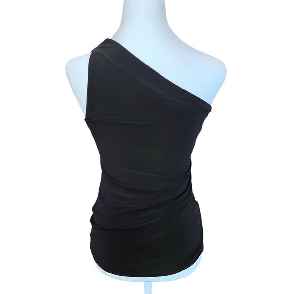 WHITE HOUSE BLACK MARKET BLACK ASYMMETRICAL ONE SHOULDER SLEEVELESS LACE SIZE XS - Picture 2 of 14